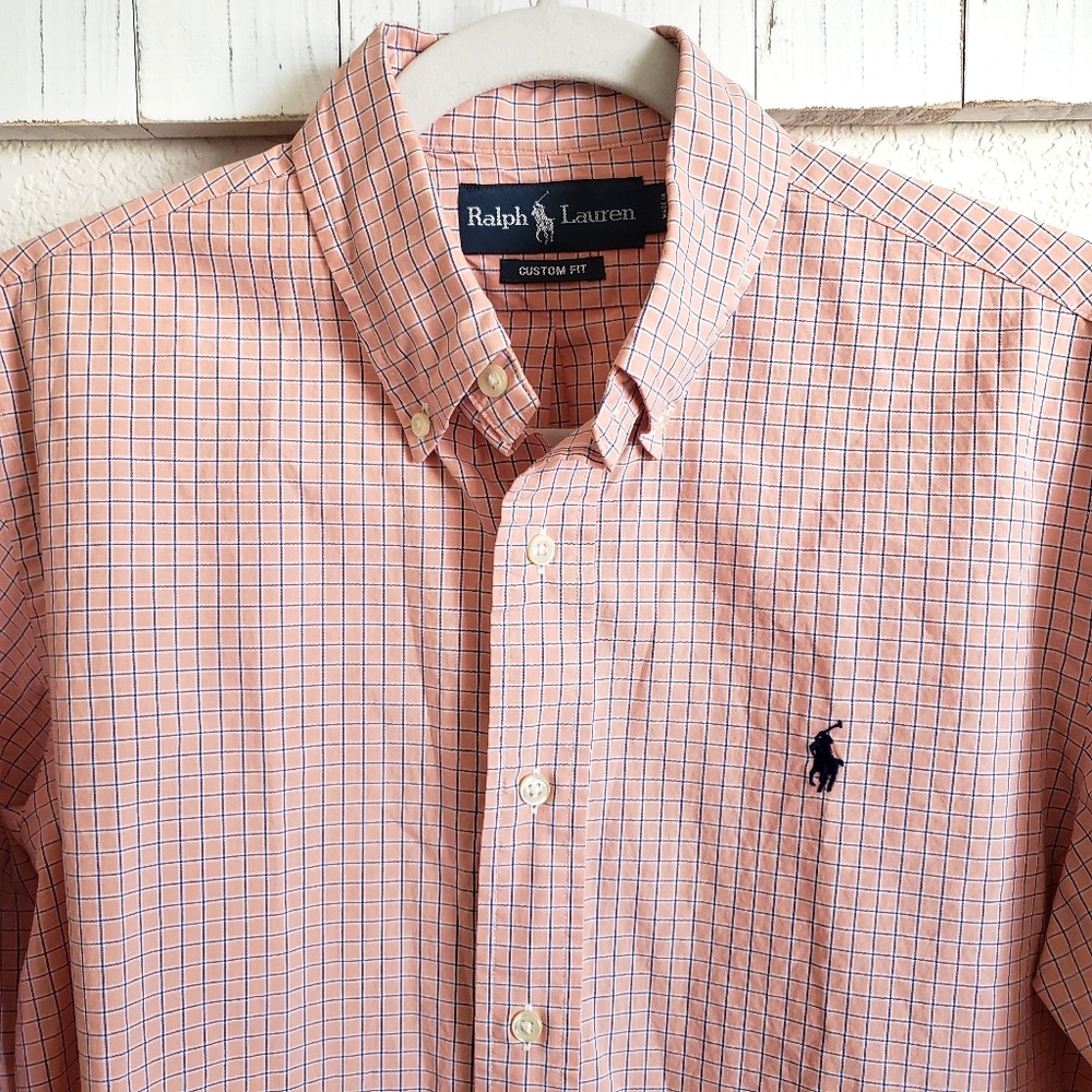Ralph Lauren Custom Fit Plaid Long Sleeve Button Up Shirt Medium